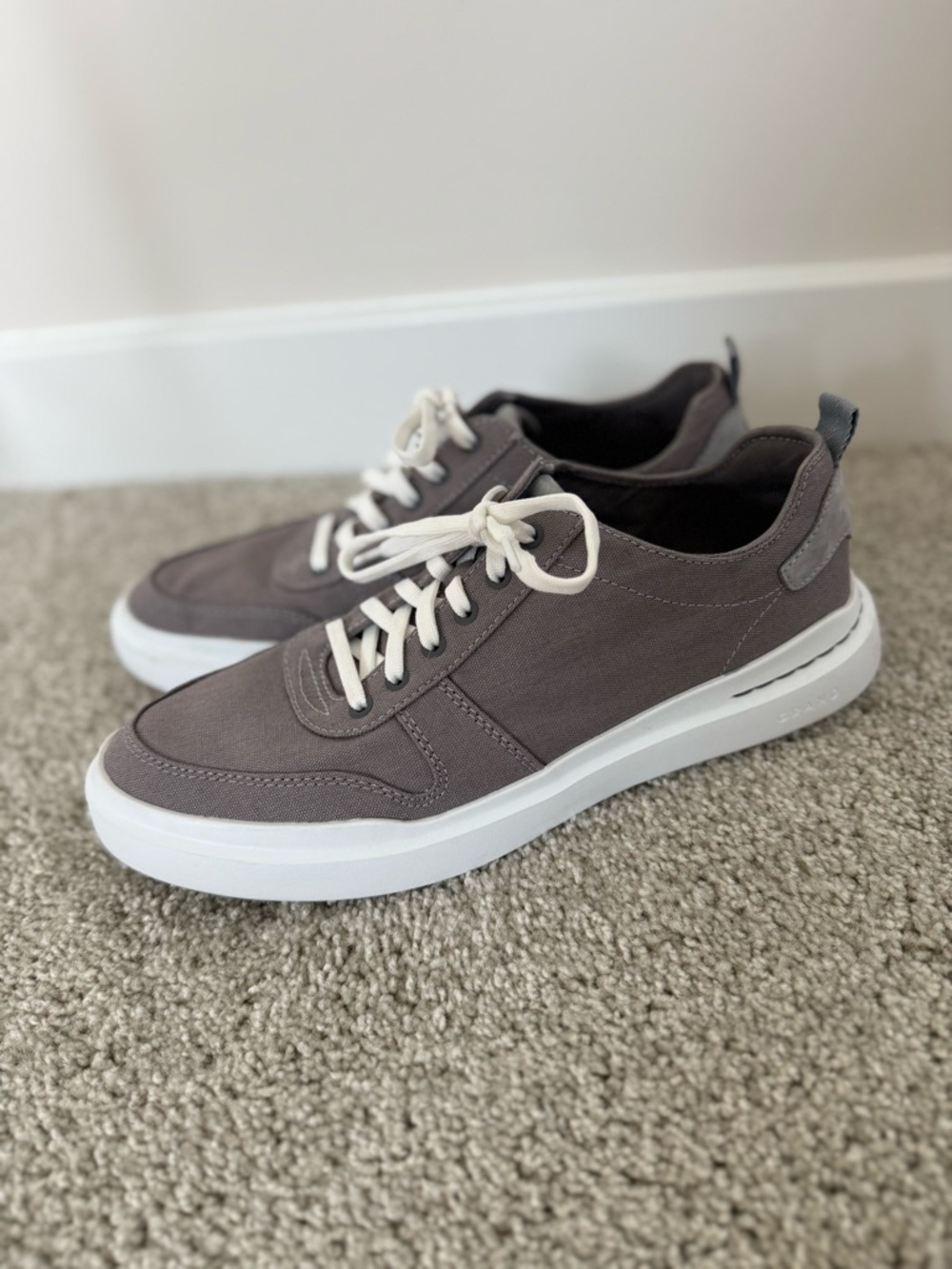 Cole Haan Men's Taupe Canvas Lace-Up Sneakers with White Soles - Picture 3 of 8